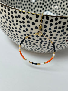 Orange/Blk Beaded Hoops