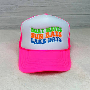 Boat Sun Lake Embroidered Trucker Hat