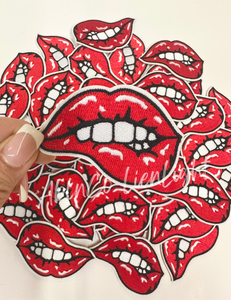 ABLN Boutique - Trucker hat patches 3” red lips embroidery patch iron on