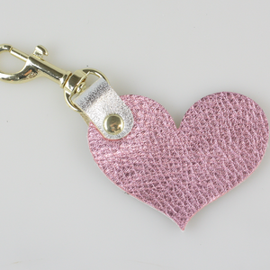 Two Tone Leather Heart Keychain - Metallics!