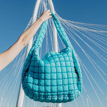 Load image into Gallery viewer, Blue Quilted Puffer Tote Bag
