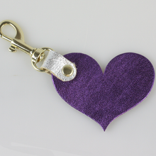 Load image into Gallery viewer, Two Tone Leather Heart Keychain - Metallics!
