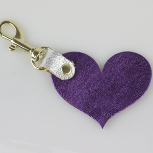 Two Tone Leather Heart Keychain - Metallics!