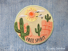 Load image into Gallery viewer, Lucky Sardine - FREE SPIRIT, Desert Embroidered Patch
