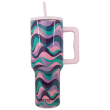 Load image into Gallery viewer, Pink Purple Green Swirl Tumbler with Straw
