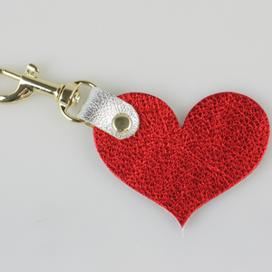 Two Tone Leather Heart Keychain - Metallics!