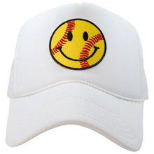 Load image into Gallery viewer, Softball Happy Face Patch Women&#39;s Foam Trucker Hat
