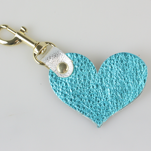 Two Tone Leather Heart Keychain - Metallics!