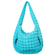 Load image into Gallery viewer, Blue Quilted Puffer Tote Bag
