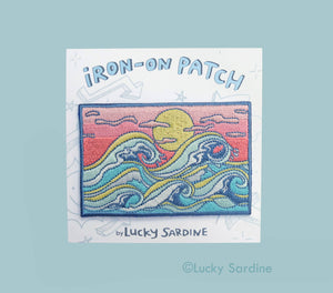 Lucky Sardine - Ocean Waves, Ocean Sunset Embroidered Patch