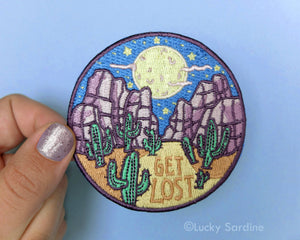 Lucky Sardine - Desert Night, GET LOST Embroidered Patch