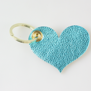 Two Tone Leather Heart Keychain - Metallics!