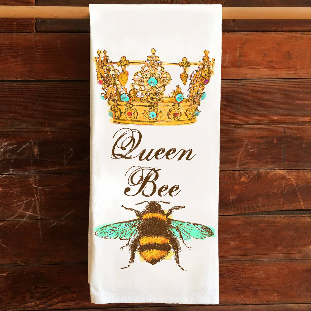 Queen Bee Kitchen Tea Towel Flour Sack Cotton