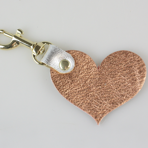 Two Tone Leather Heart Keychain - Metallics!