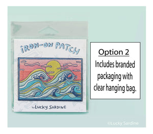 Lucky Sardine - Ocean Waves, Ocean Sunset Embroidered Patch