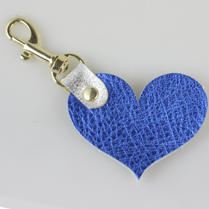 Two Tone Leather Heart Keychain - Metallics!