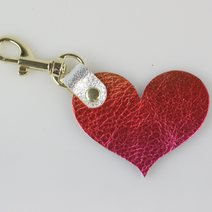 Two Tone Leather Heart Keychain - Metallics!