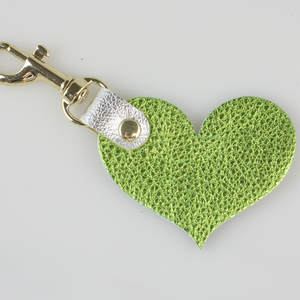 Two Tone Leather Heart Keychain - Metallics!