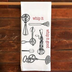 Whip It Kitchen Tea Towel Flour Sack Cotton