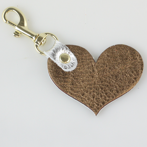 Two Tone Leather Heart Keychain - Metallics!