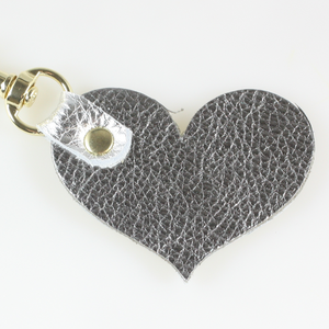 Two Tone Leather Heart Keychain - Metallics!