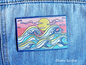 Lucky Sardine - Ocean Waves, Ocean Sunset Embroidered Patch