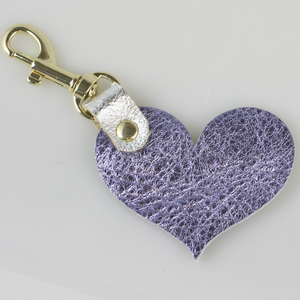 Two Tone Leather Heart Keychain - Metallics!