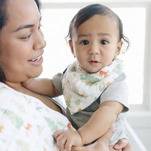 Forest Friends + Mudcloth Classic Muslin Bandana Bib Set