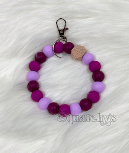 Purple Beaded Keychain Wristlet