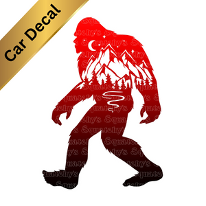 Red Ombre Bigfoot Car Decal