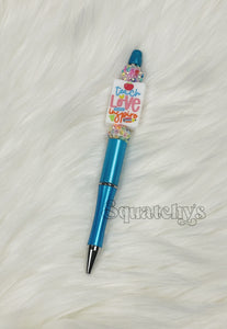 Teach Love Inspire Blue Beaded Pen