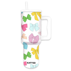 Multicolored Coquette Bows 38 Oz Tumbler w/ Handle