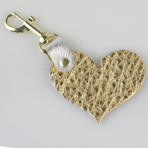 Two Tone Leather Heart Keychain - Metallics!