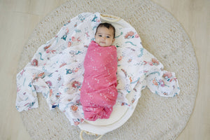 Mermaid + Bubbles Oh-So-Soft Muslin Swaddle Blanket Set