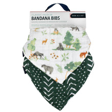 Load image into Gallery viewer, Forest Friends + Mudcloth Classic Muslin Bandana Bib Set
