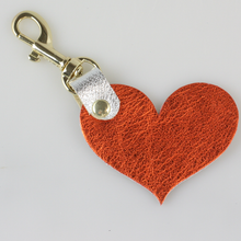 Load image into Gallery viewer, Two Tone Leather Heart Keychain - Metallics!
