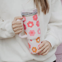 Load image into Gallery viewer, Groovy Flowers Tumbler Cup with Handle
