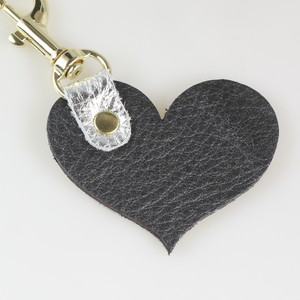 Two Tone Leather Heart Keychain - Metallics!