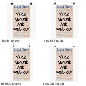 Fuck Around And Find Out Guest Check Wall Art Prints