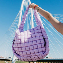 Load image into Gallery viewer, Light Purple Oversized Quilted Hobo Tote Bag
