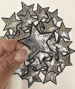 ABLN Boutique - Trucker hat small patch 2” silver sequin star patch iron on