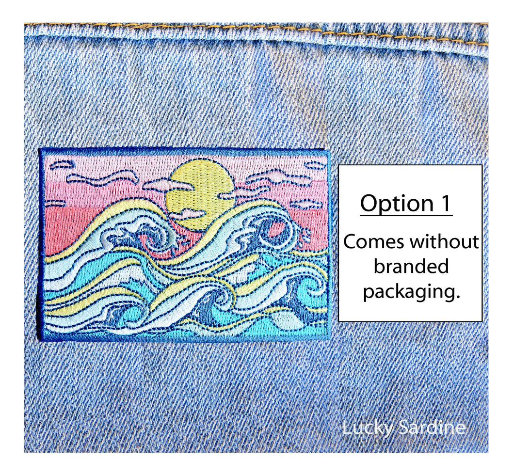 Lucky Sardine - Ocean Waves, Ocean Sunset Embroidered Patch