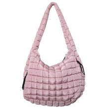 Load image into Gallery viewer, Mauve Oversized Quilted Hobo Tote Bag
