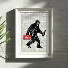 Load image into Gallery viewer, Vintage Dictionary Art - Bigfoot Beer Run - Vintage Dictionary Wall Art
