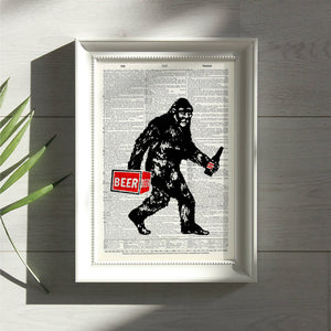 Vintage Dictionary Art - Bigfoot Beer Run - Vintage Dictionary Wall Art