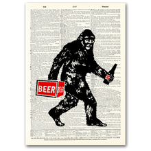 Load image into Gallery viewer, Vintage Dictionary Art - Bigfoot Beer Run - Vintage Dictionary Wall Art
