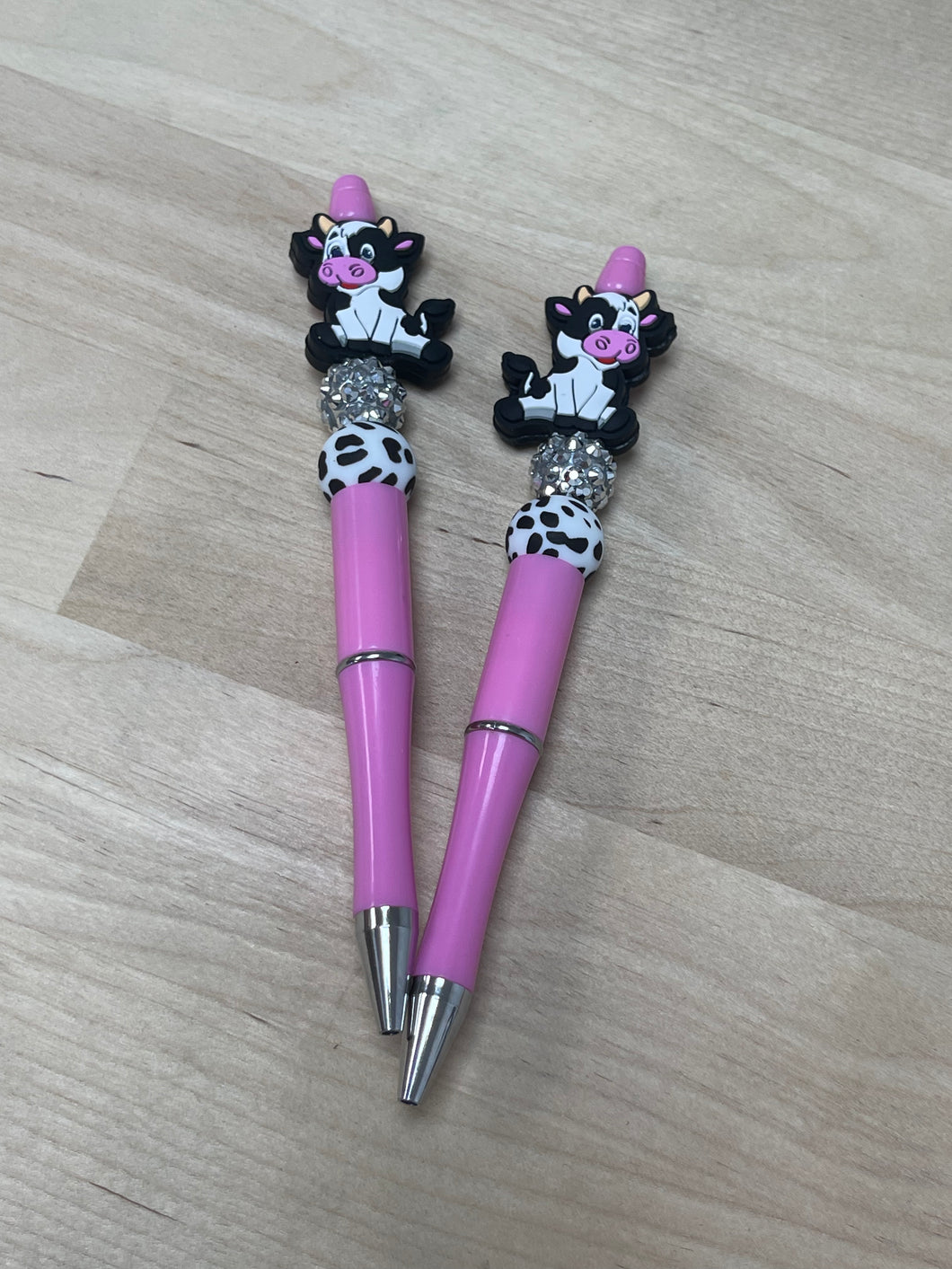 Pink Cow Beaded Pen