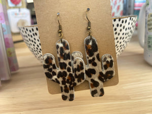 Cactus Leopard Hair On Earrings