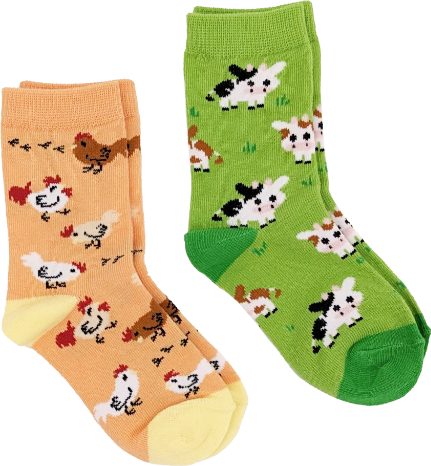 Kids Farm Animal Socks-2pk