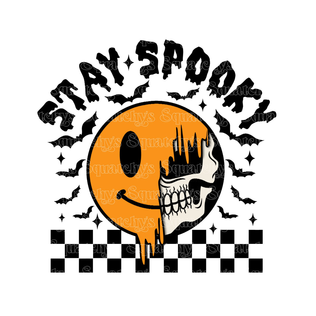 Checker Skull/Face Stay Spooky UV DTF Decal